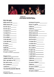 English Worksheet: The Mamas & The Papas - California Dreaming