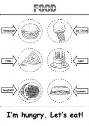 English Worksheet: Food Activity - Read, Cut, Color, Paste