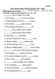English Worksheet: Possessive adjectives: my his her
