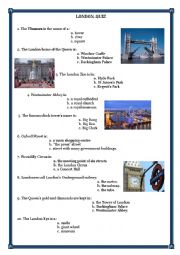 English Worksheet: LONDON QUIZ