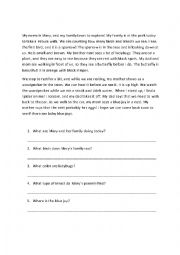English Worksheet: Reading and Questions with Insect and Bird Vocabulary