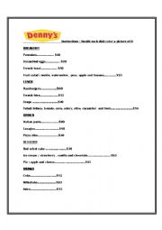 English Worksheet: Restaurant game 