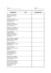 English Worksheet: comparatives survey