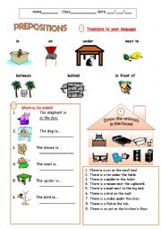 English Worksheet: Preposition of place