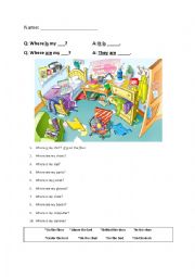 English Worksheet: Where is/are?