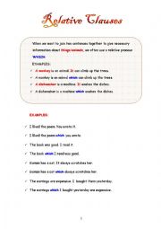 English Worksheet: RELATIVE CLAUSE-WHICH