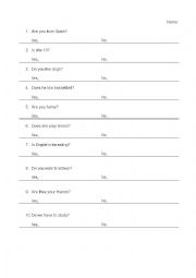 English Worksheet: Super basic answer practice to be and do questions