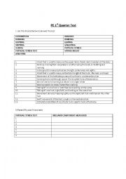 English Worksheet: PE Exam Grade 3 - 1st Quarter