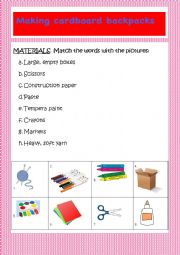 English Worksheet: Making a cardboard backpack