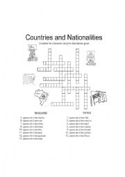 English Worksheet: nationalities around the world