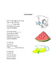 English Worksheet: I Love Summer - YouTube Song