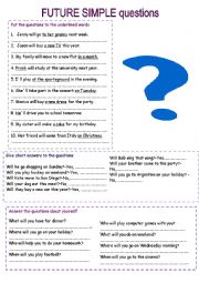 English Worksheet: future simple (will) questions