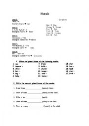 English Worksheet: Plurals