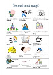 English Worksheet: too- enough