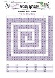 English Worksheet: Numbers Spelling Word Search