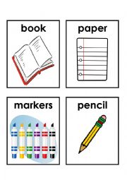 English Worksheet: School items flash card part 1