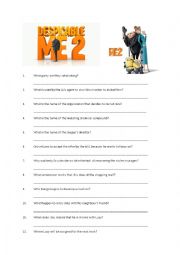 Dispicable Me 2 with ANSWER key