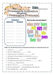 English Worksheet: Possessive Adjective and Possessive Pronoun