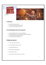 English Worksheet: CLOUDY WITH A CHANCE OF MEATBALLS