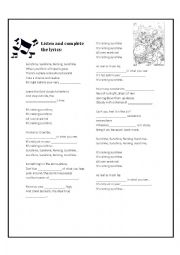 English Worksheet: cloudy with a chance of meatballs song