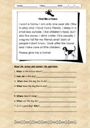 English Worksheet: Find me a home