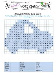English Worksheet: Irregular Verbs 3 Word Search
