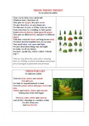 TREES FOR LIFE (2 poems and a table to fill in)