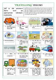 English Worksheet: TRAVELLING IDIOMS (with key)