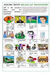 English Worksheet: IDIOMS WITH MEANS OF TRANSPORT (with key)