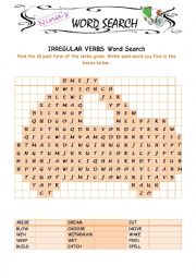 English Worksheet: Irregular Verbs 5 Word Search