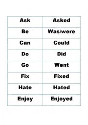 English Worksheet: Verbs Memory Game