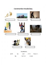 English Worksheet: Construction Worker Vocabulary and Reading