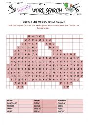 English Worksheet: Irregular Verbs 6 Word Search