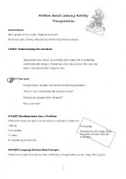 Problem Based Transportation Worksheet