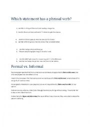 English Worksheet: Phrasal verbs - What are and When