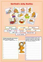 English Worksheet: Garfields Daily Routine