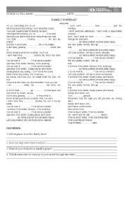 English Worksheet: Family portrait-sung by Pink