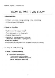 English Worksheet: How to write an essay