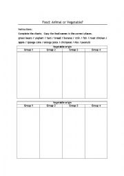 English Worksheet: Animal or Vegetable