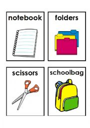 English Worksheet: School items flash card part 2