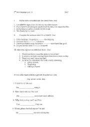 English Worksheet: second year language quiz bac