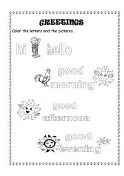 English Worksheet: GREETINGS