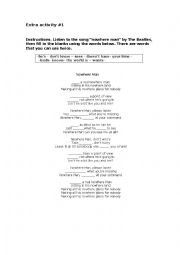 English Worksheet: nowhere man listening act.