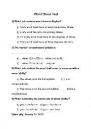 English Worksheet: Word Stress