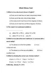 English Worksheet: Word Stress