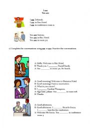 English Worksheet: Basic Review - am, are, numbers 0-9