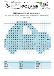 English Worksheet: Irregular Verbs 8 Word Search