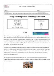 English Worksheet: Change the world