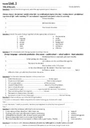 English Worksheet: GATEWAY TO ENGLISH UNIT 1 REVIEW 2nd year Bac