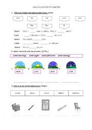 English Worksheet: an exam for 4th graders